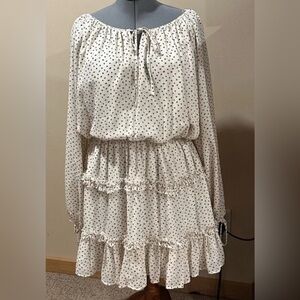 Gilli Cream Tiered Ruffled Sundress with Bishop Sleeves